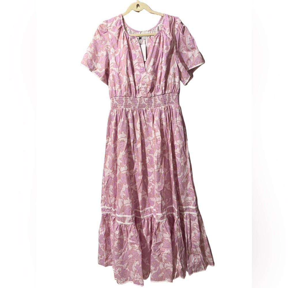 NWT Daney  Floral Ordy Pink and Cream Smocked Midi  Dress size 1X 🌺🌸🌹SLBG - Picture 5 of 8